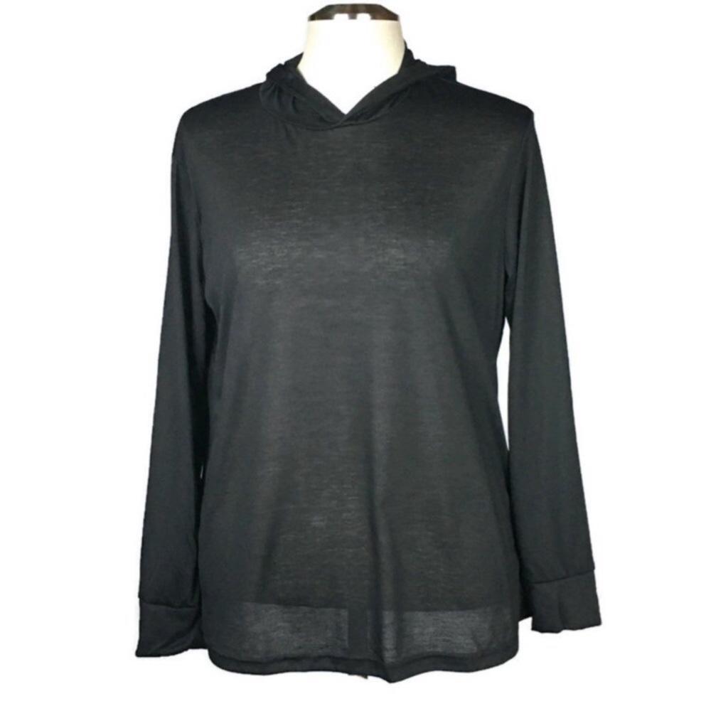 NWOT Black Hooded Long Sleeve Shirt Dress.